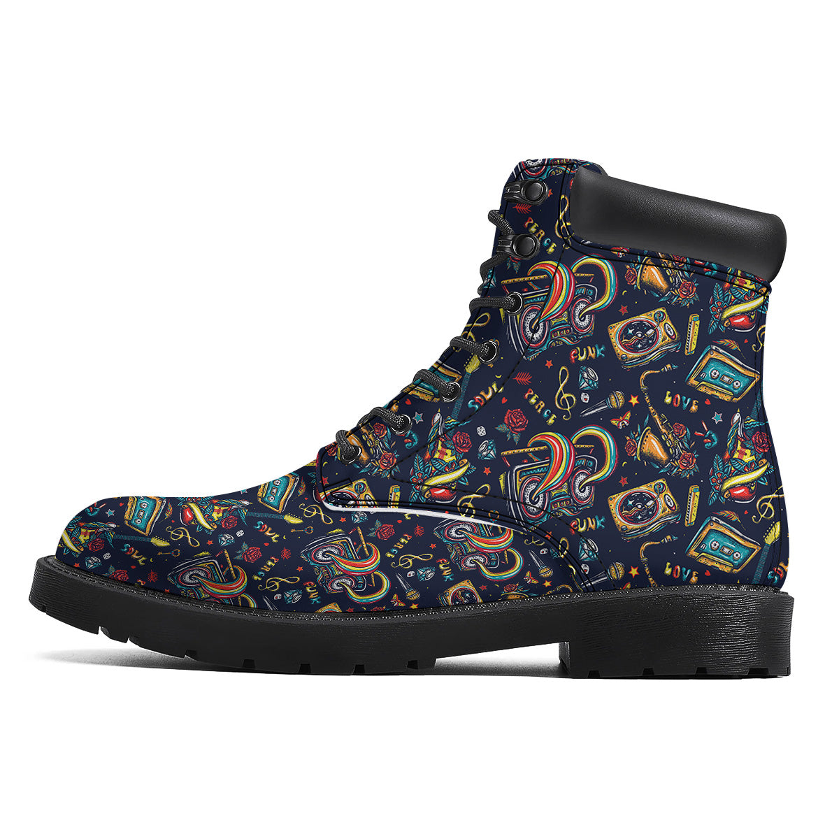 Musical Instruments Print Pattern Boots-grizzshop