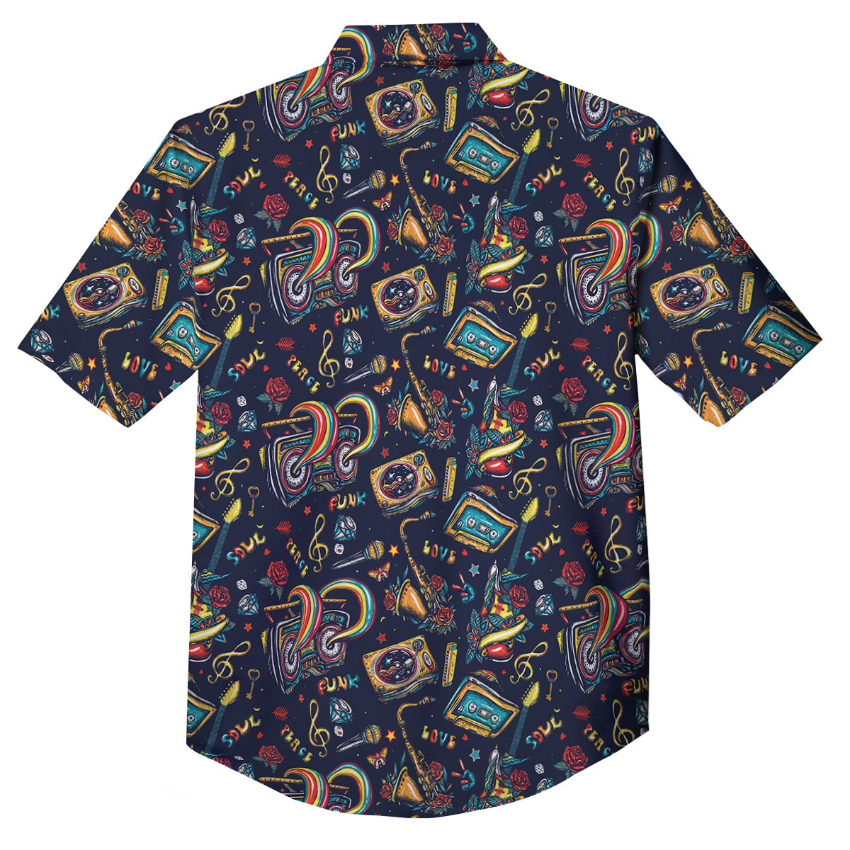 Musical Instruments Print Pattern Button Up Shirt-grizzshop