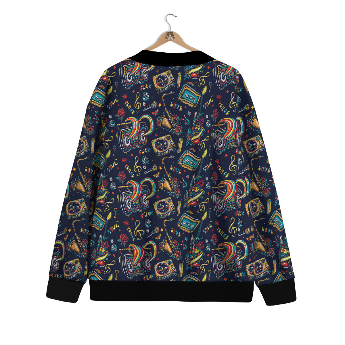 Musical Instruments Print Pattern Cardigan-grizzshop