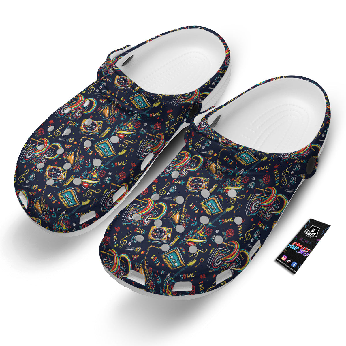 Musical Instruments Print Pattern Clog-grizzshop