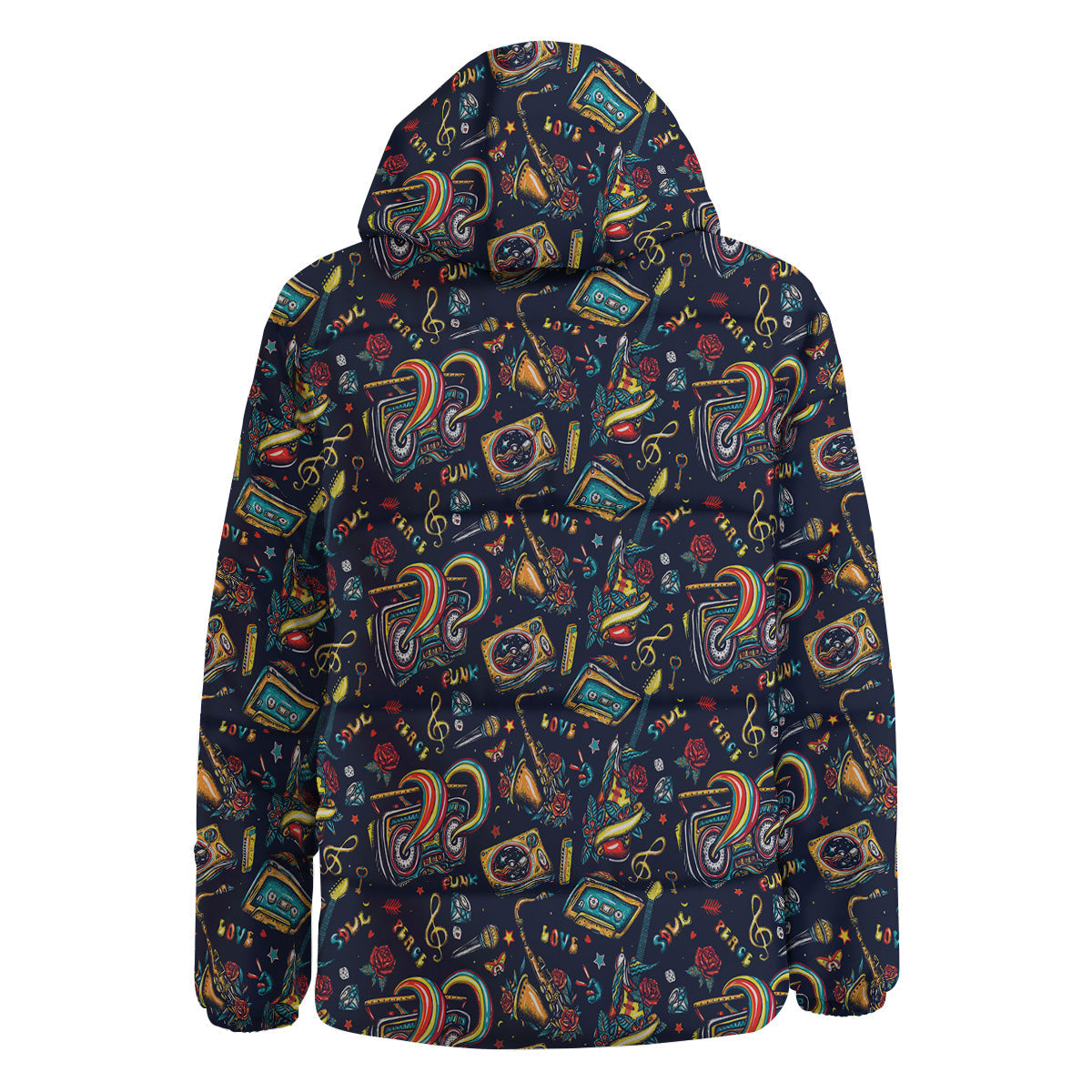 Musical Instruments Print Pattern Down Jacket-grizzshop