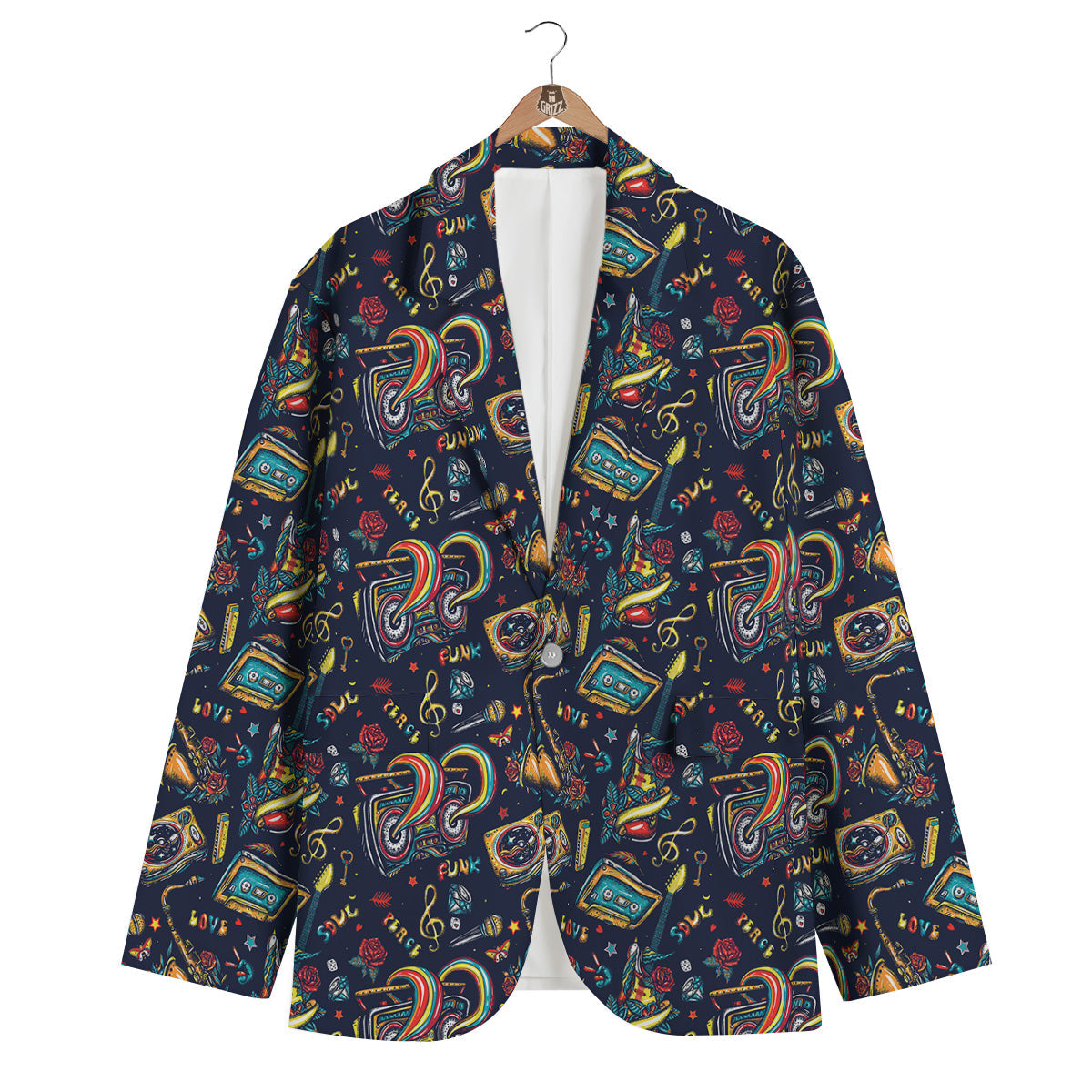 Musical Instruments Print Pattern Men's Blazer-grizzshop