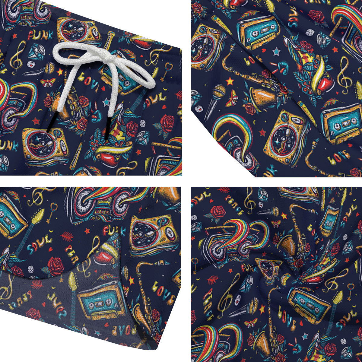 Musical Instruments Print Pattern Men's Running Shorts-grizzshop