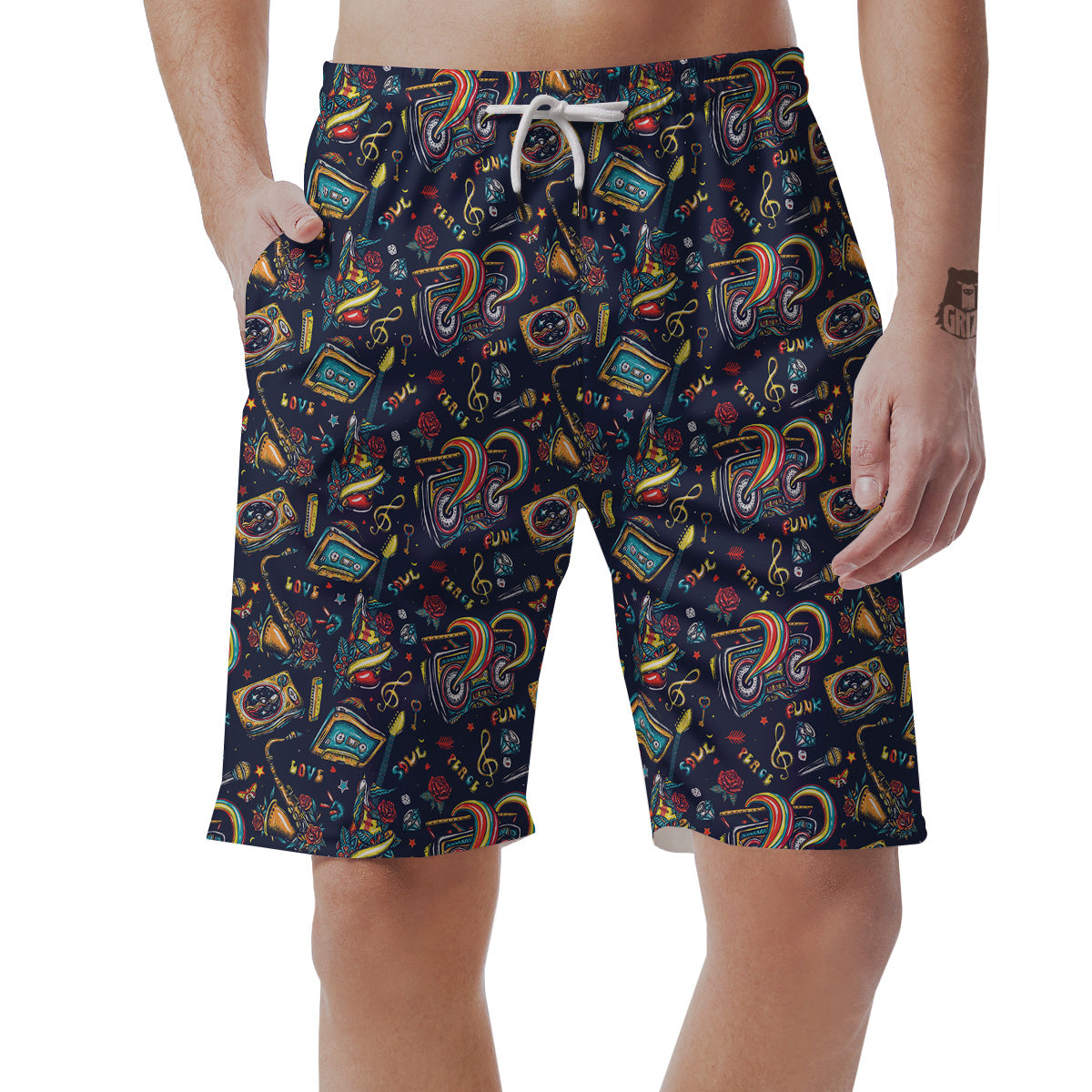 Musical Instruments Print Pattern Men's Shorts-grizzshop