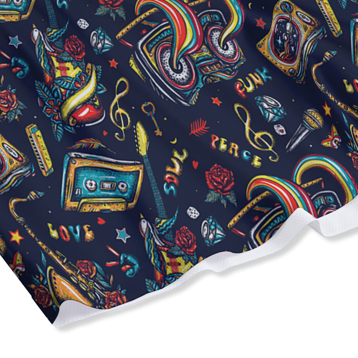 Musical Instruments Print Pattern Mesh Shorts-grizzshop