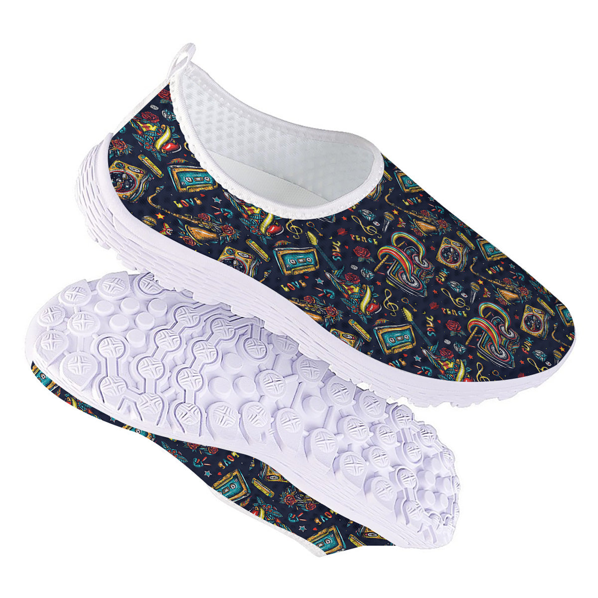 Musical Instruments Print Pattern Nurse Shoes-grizzshop