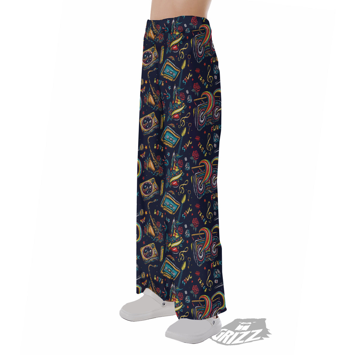 Musical Instruments Print Pattern Pajama Pants-grizzshop