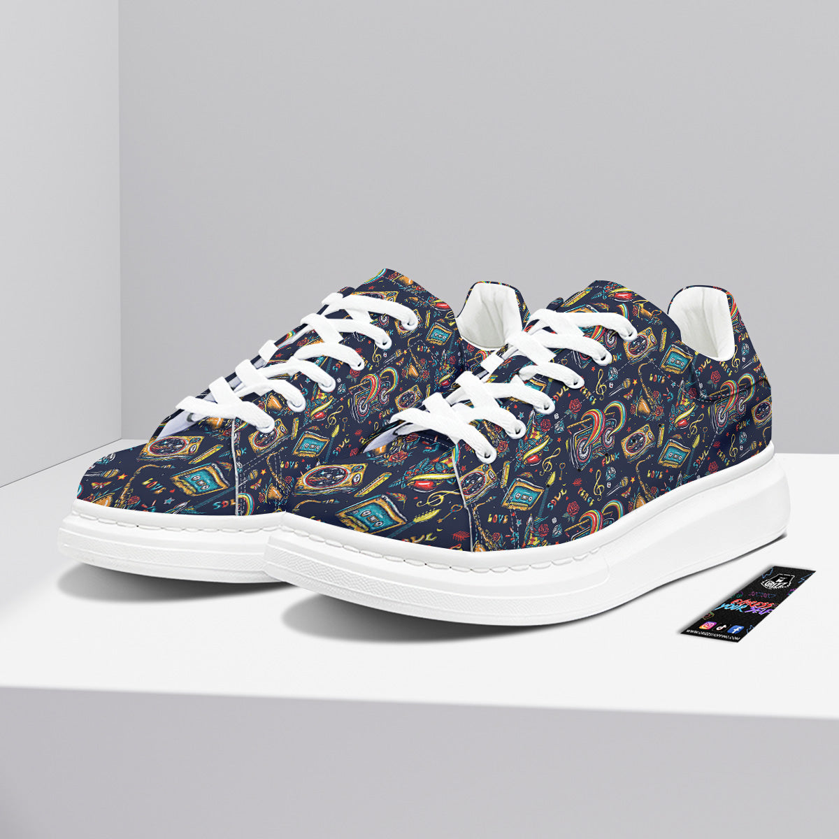 Musical Instruments Print Pattern Platform Shoes-grizzshop