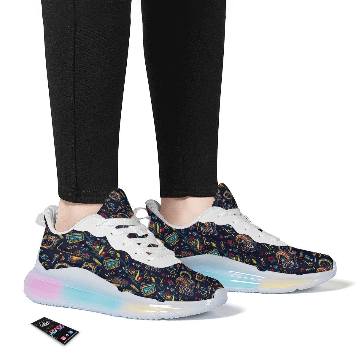Musical Instruments Print Pattern Running Sneakers-grizzshop