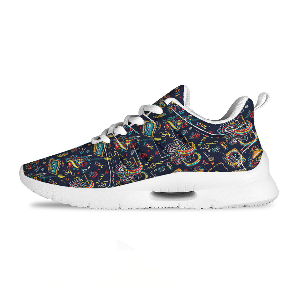 Musical Instruments Print Pattern Tennis Shoes-grizzshop
