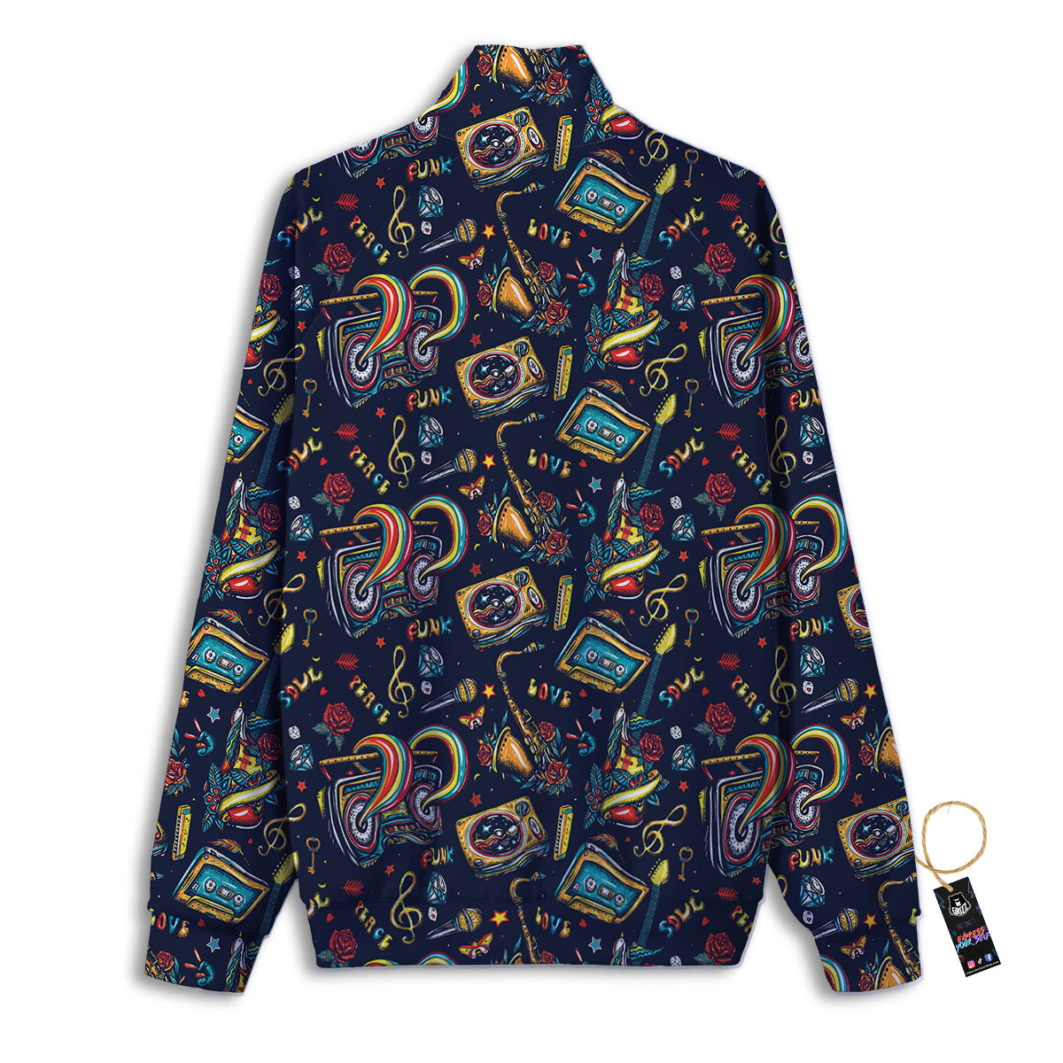 Musical Instruments Print Pattern Track Jacket-grizzshop
