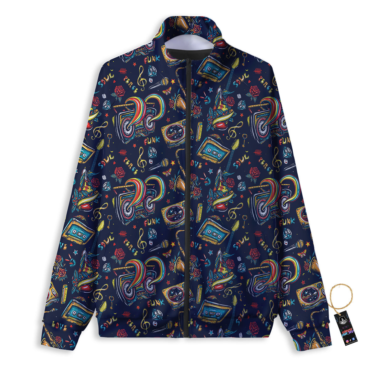 Musical Instruments Print Pattern Track Jacket-grizzshop