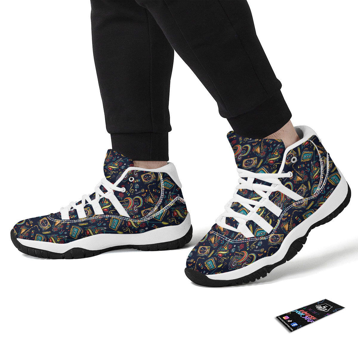 Musical Instruments Print Pattern White Bball Shoes-grizzshop