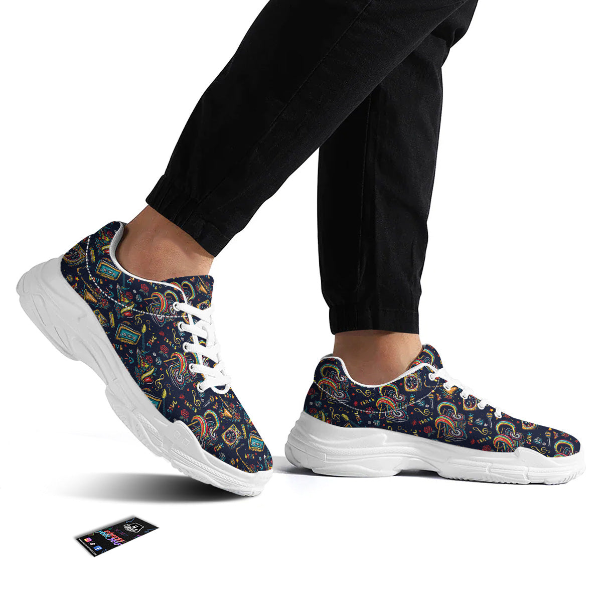 Musical Instruments Print Pattern White Chunky Shoes-grizzshop