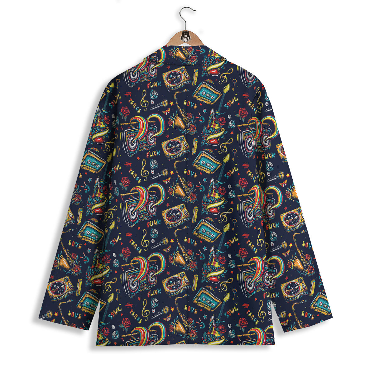 Musical Instruments Print Pattern Women's Blazer-grizzshop