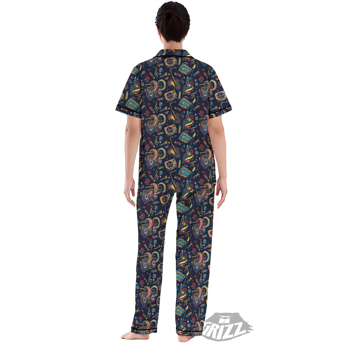 Musical Instruments Print Pattern Women's Pajamas Set-grizzshop