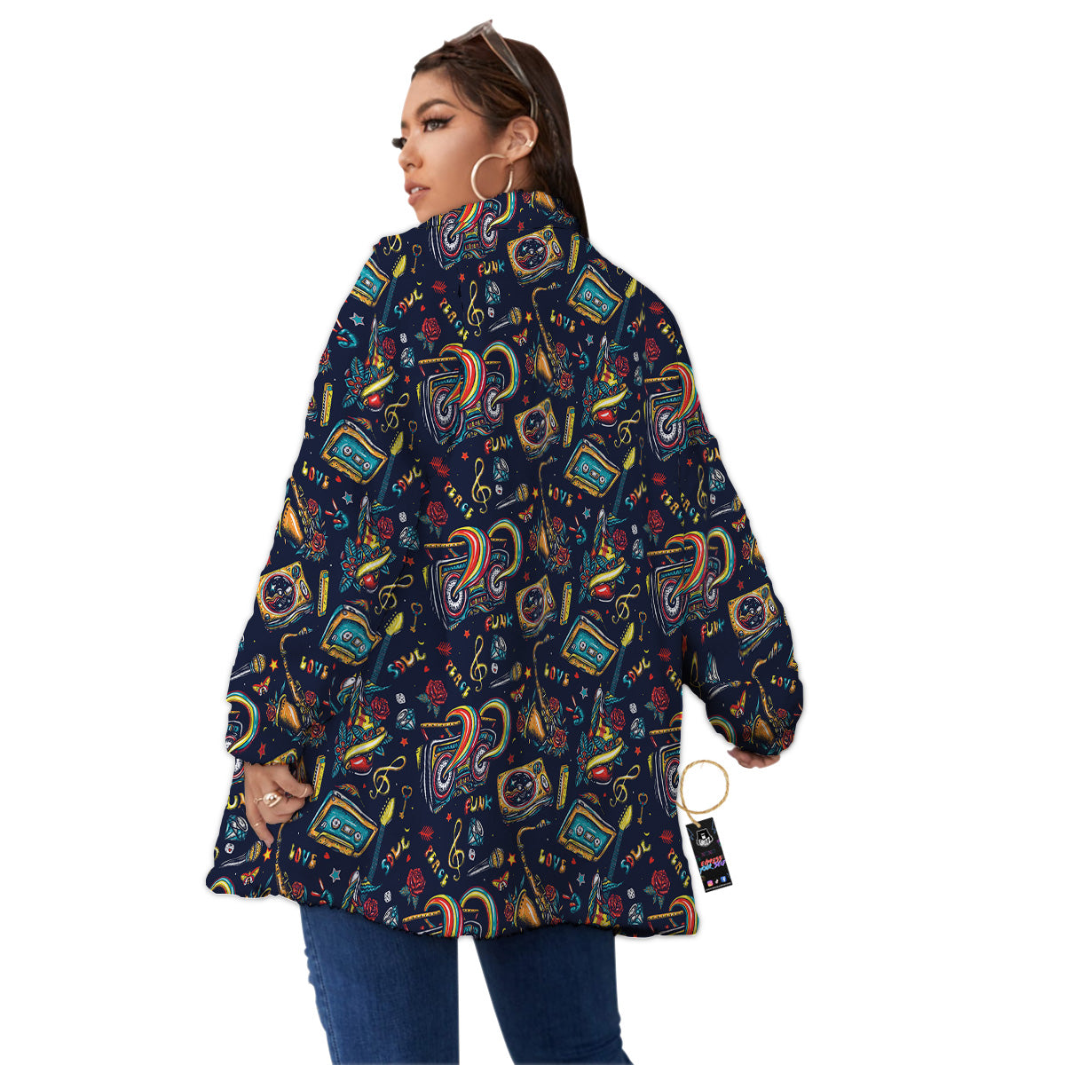 Musical Instruments Print Pattern Women's Sherpa Jacket-grizzshop
