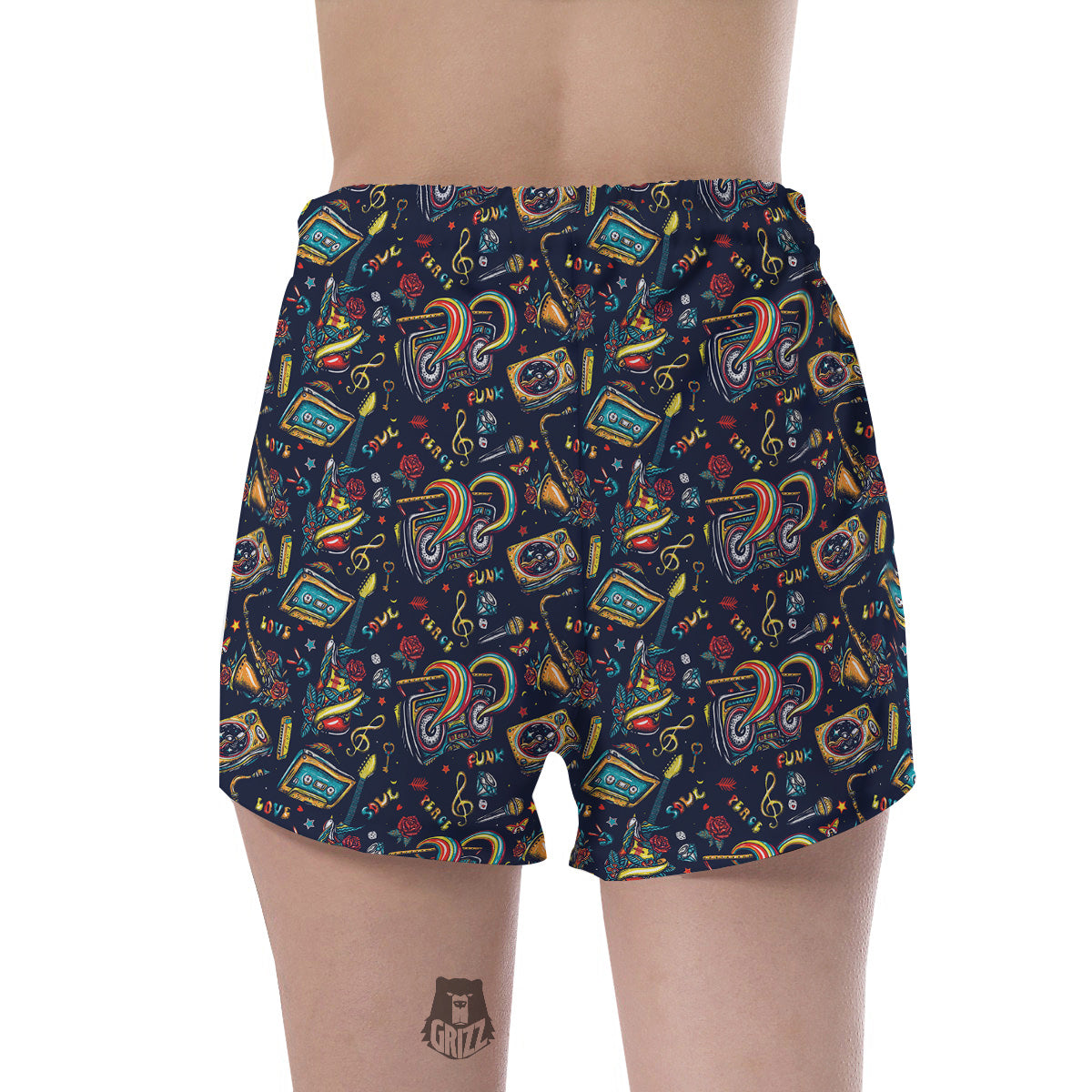 Musical Instruments Print Pattern Women's Shorts-grizzshop