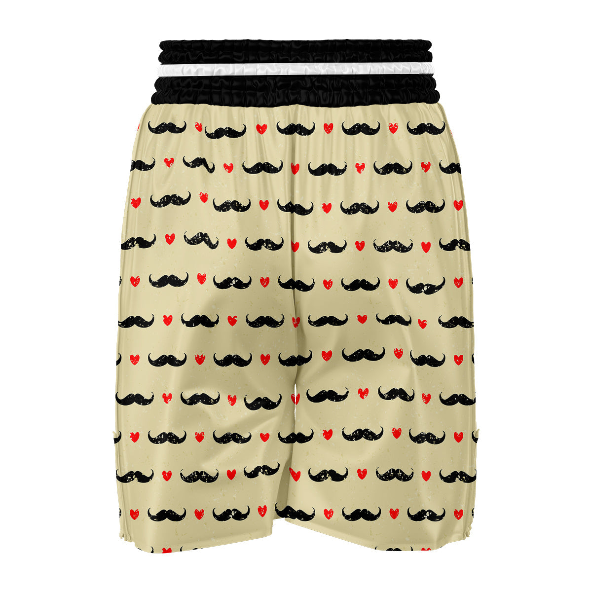 Mustache And Heart Print Pattern Boxing Shorts-grizzshop