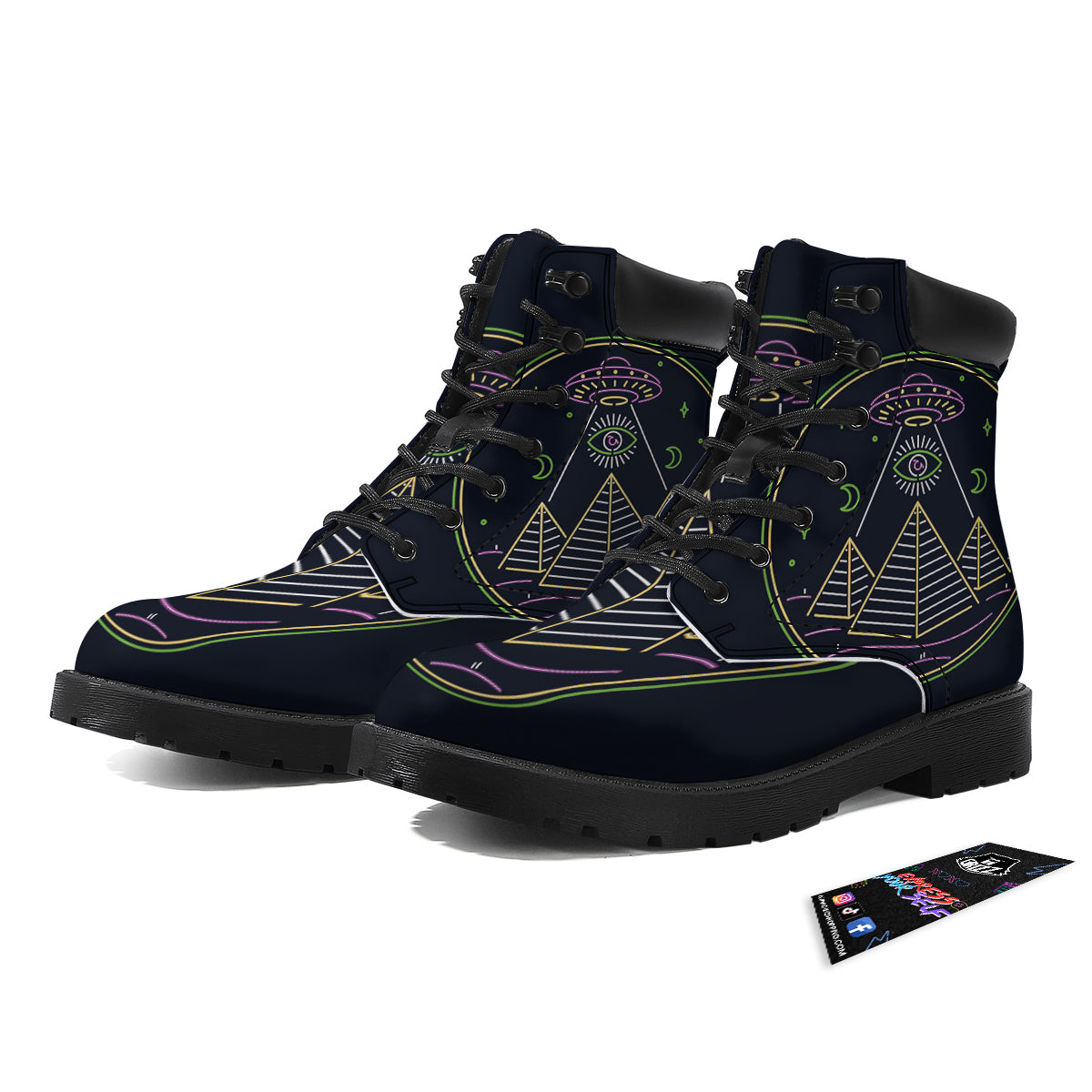 Mystery Of Egypt Neon Print Boots-grizzshop