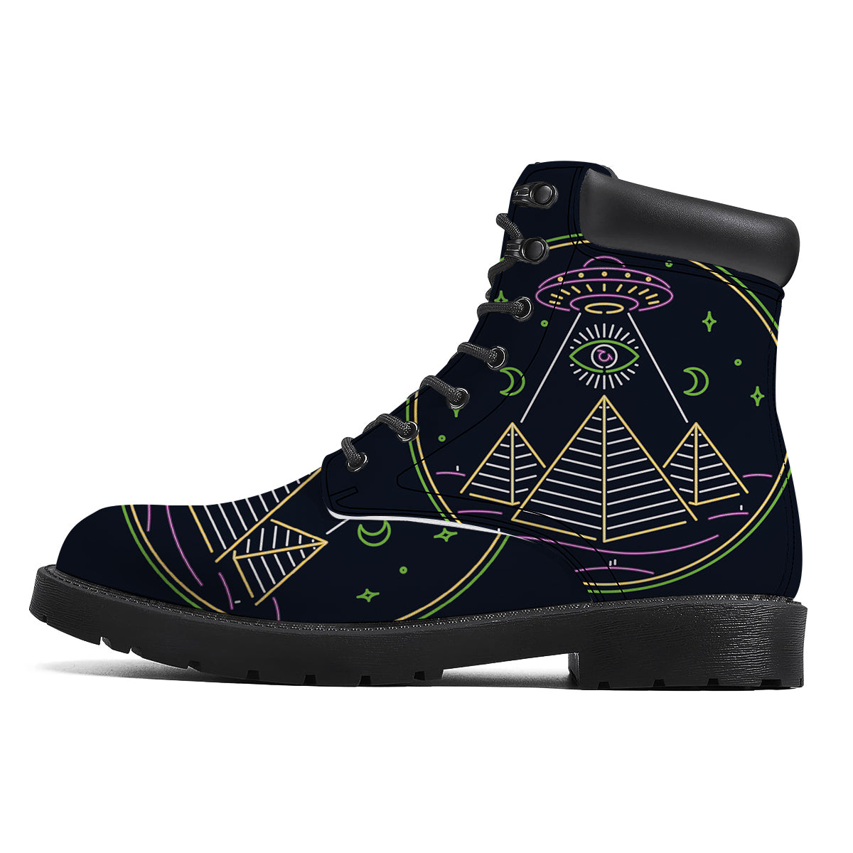 Mystery Of Egypt Neon Print Boots-grizzshop