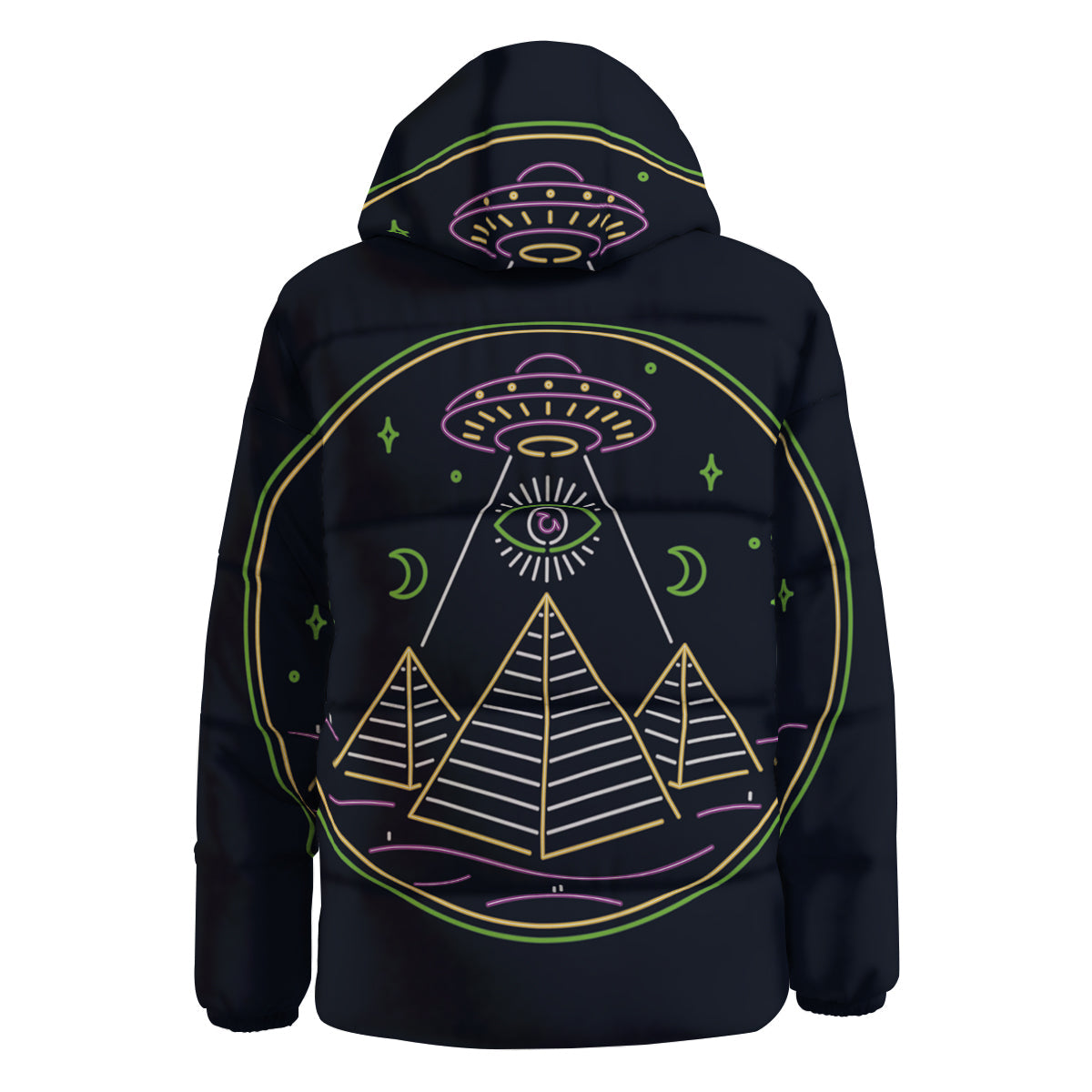 Mystery Of Egypt Neon Print Down Jacket-grizzshop
