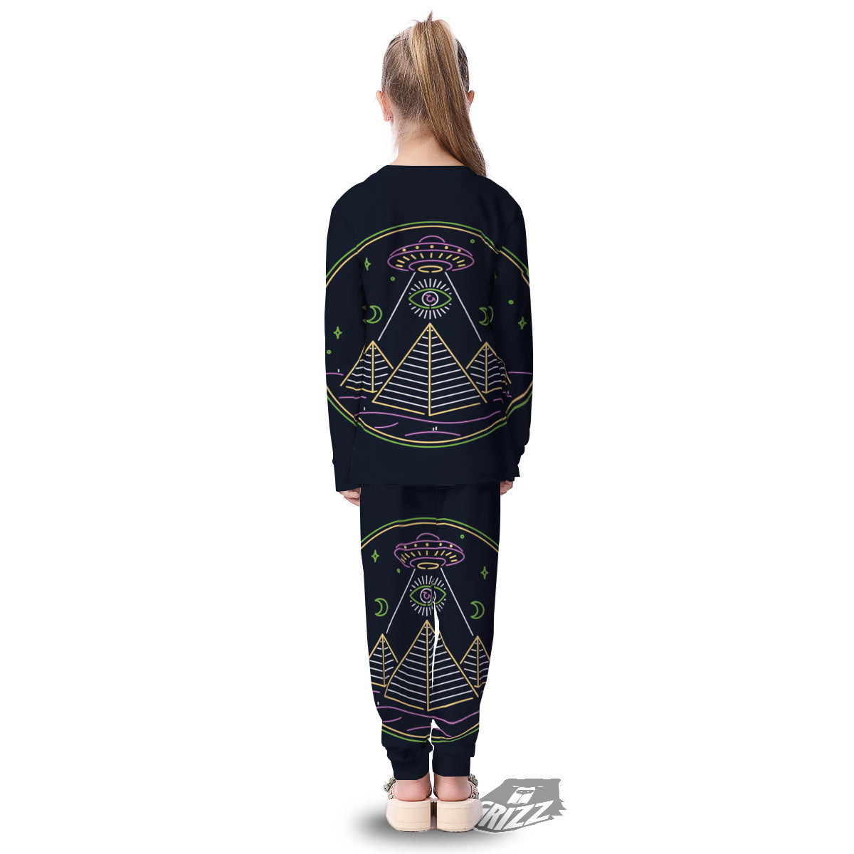 Mystery Of Egypt Neon Print Kid's Pajamas-grizzshop