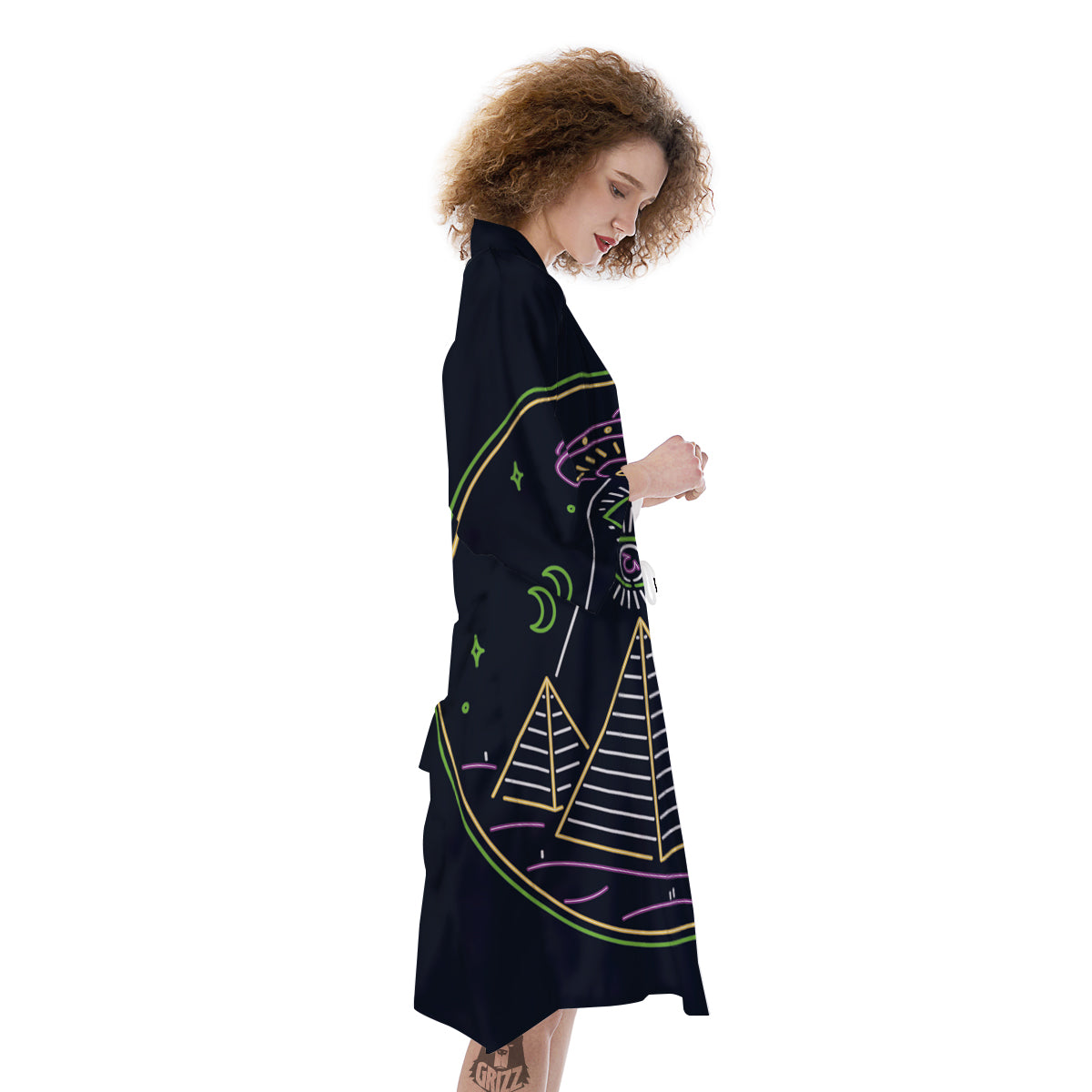 Mystery Of Egypt Neon Print Kimono-grizzshop