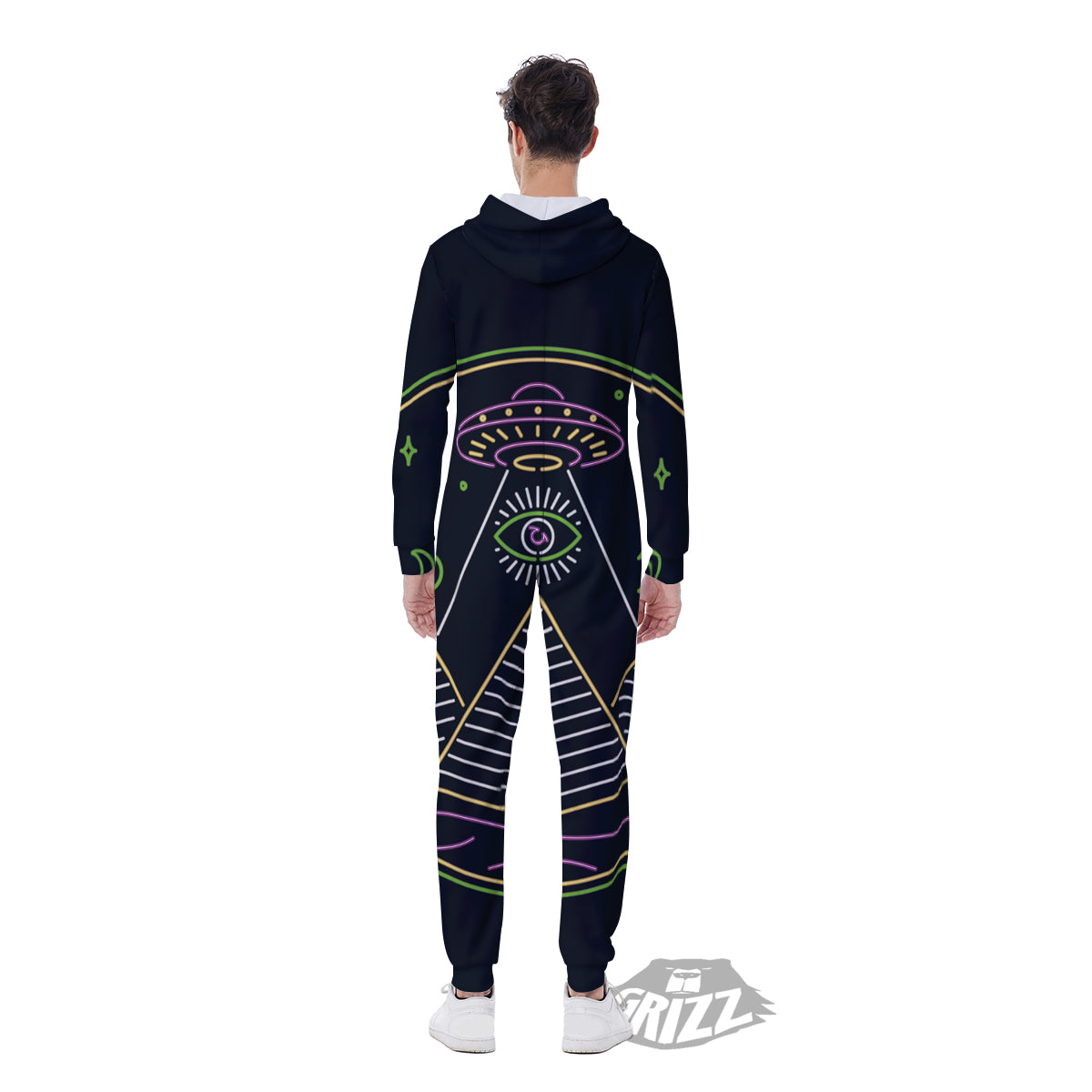 Mystery Of Egypt Neon Print Men's Jumpsuit-grizzshop