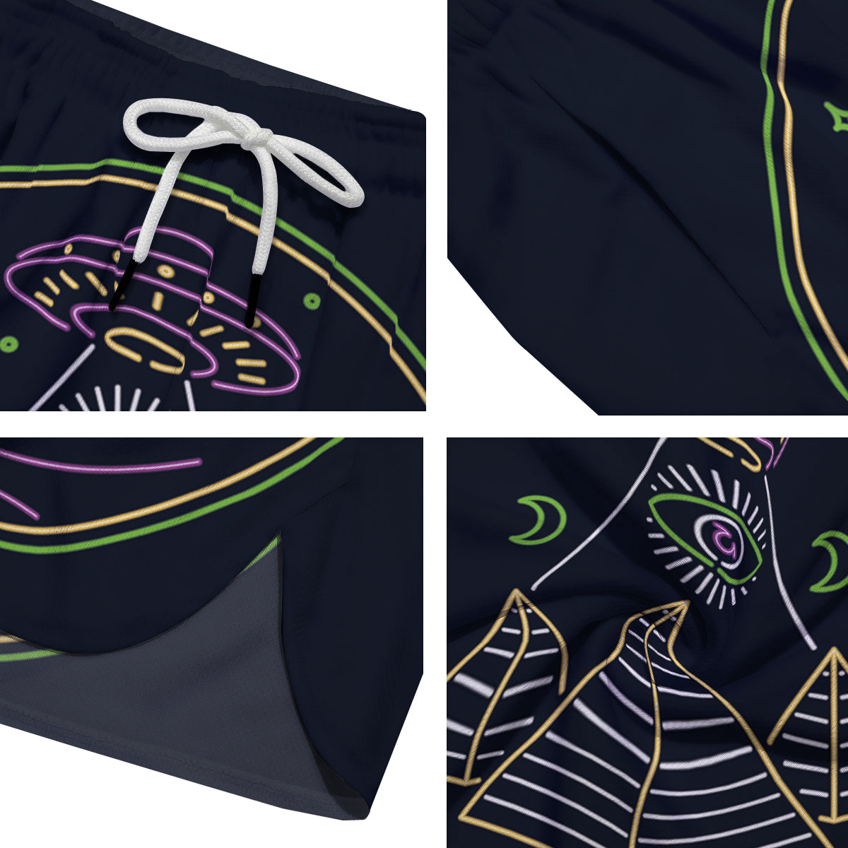 Mystery Of Egypt Neon Print Men's Running Shorts-grizzshop