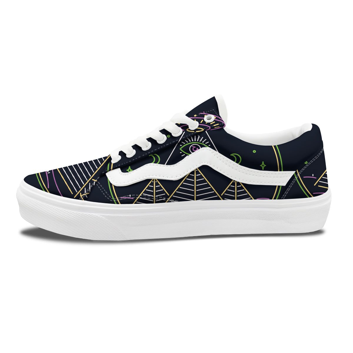 Mystery Of Egypt Neon Print Skate Shoes-grizzshop