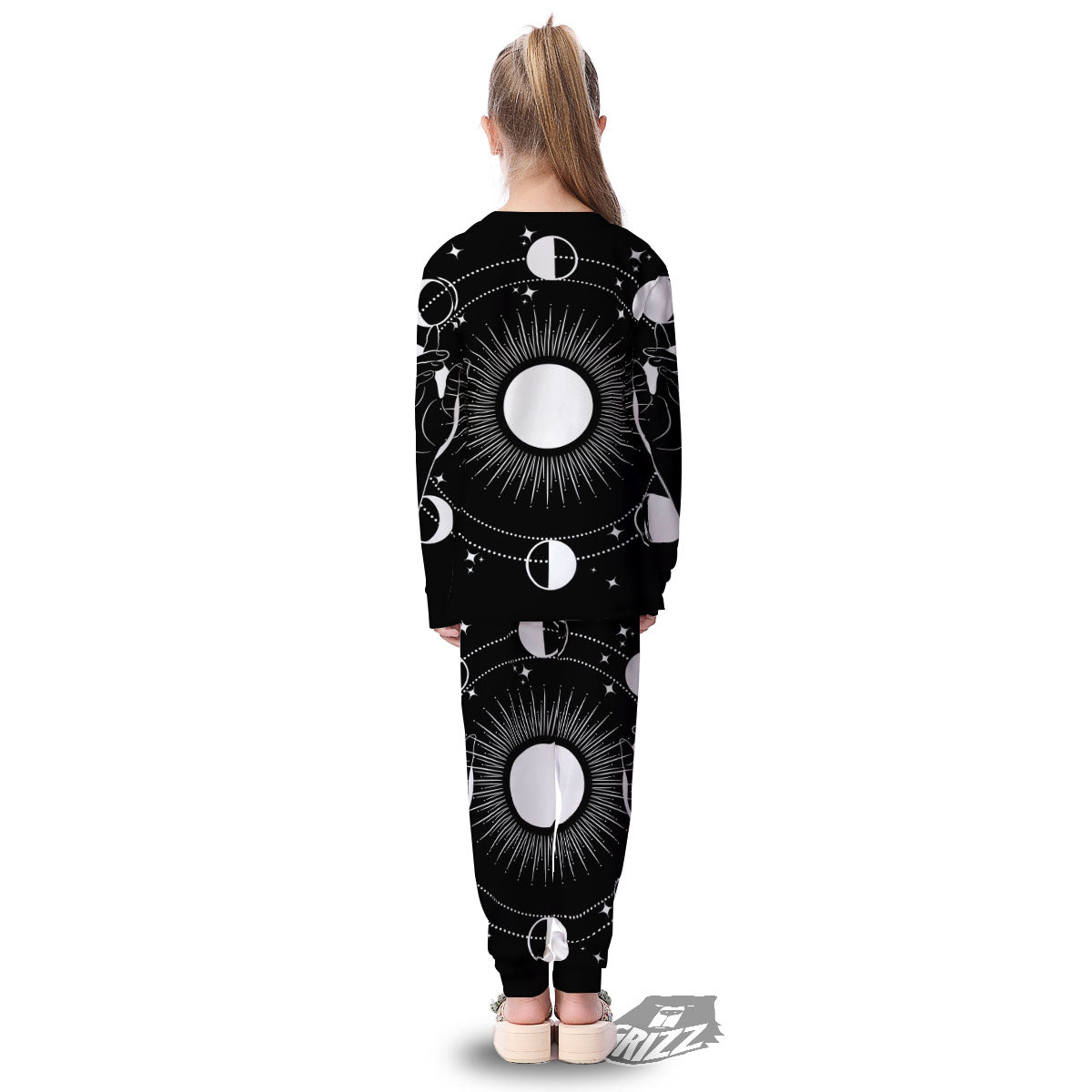 Mystic Wicca White And Black Print Kid's Pajamas-grizzshop