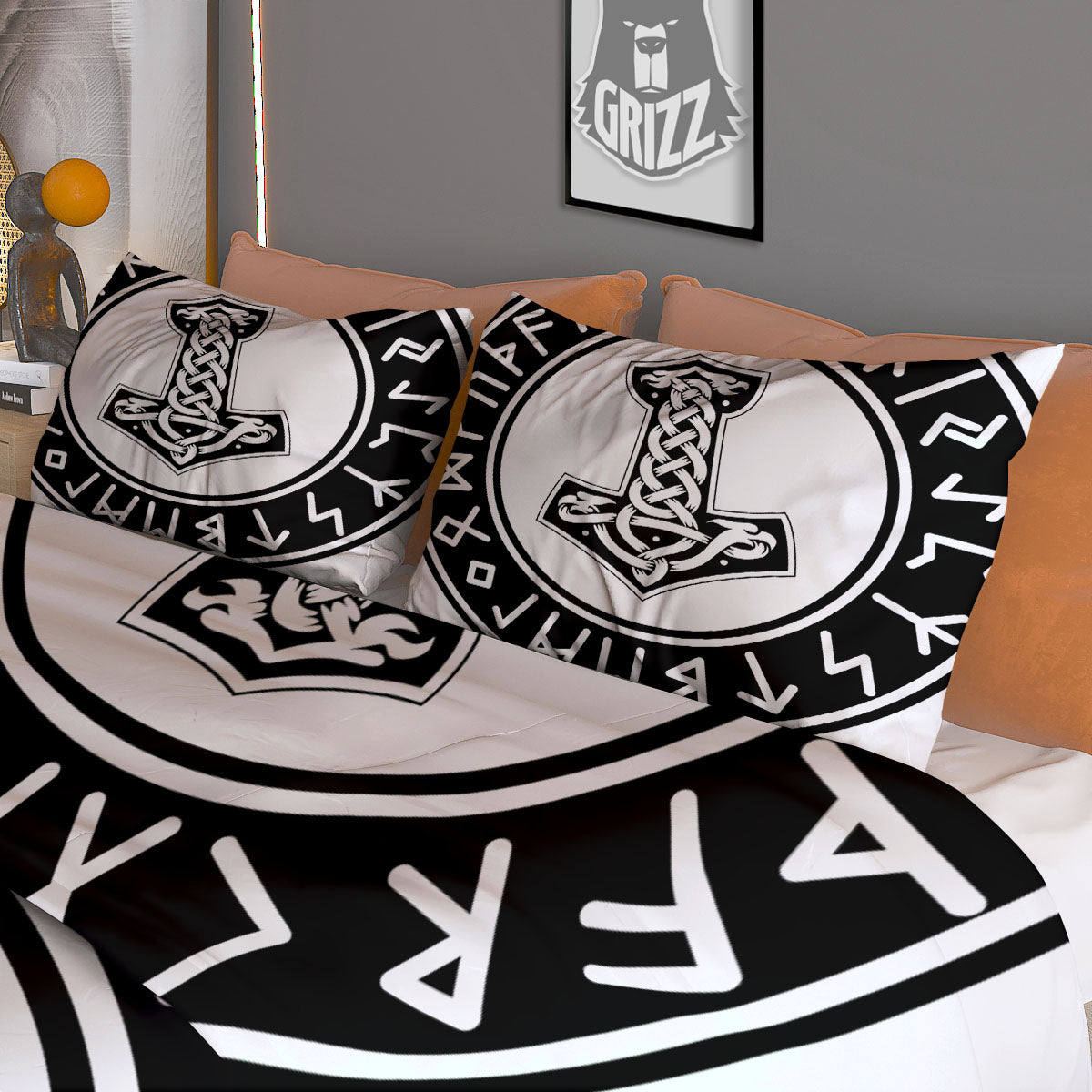 Mythology Mjolnir Norse Print Duvet Cover Bedding Set