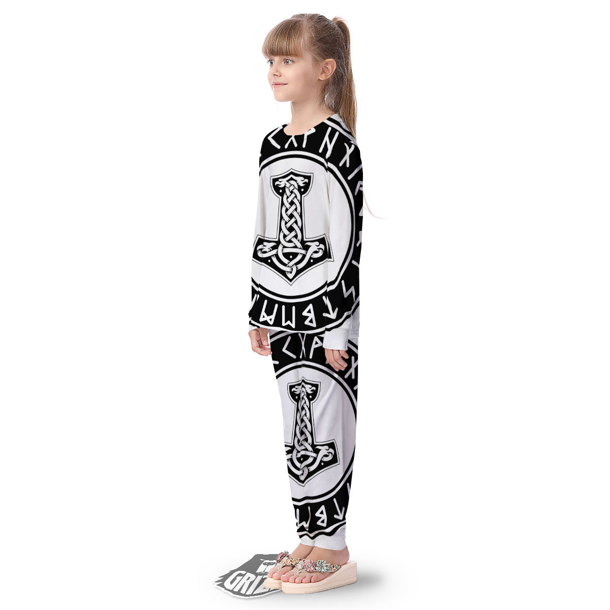 Mythology Mjolnir Norse Print Kid's Pajamas-grizzshop