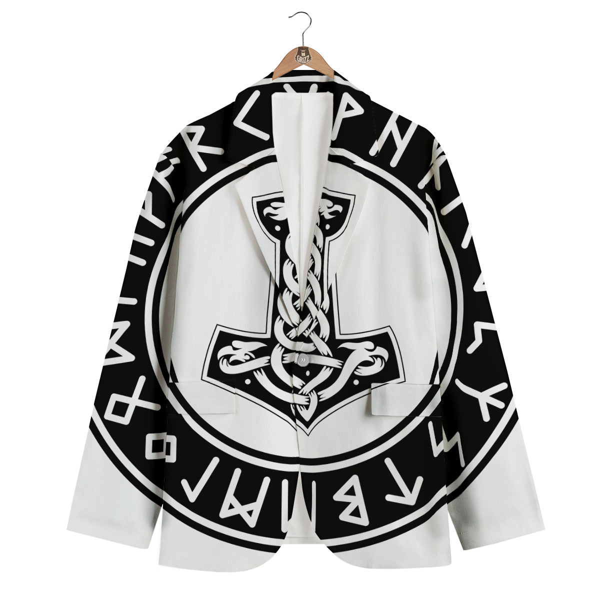 Mythology Mjolnir Norse Print Men's Blazer-grizzshop