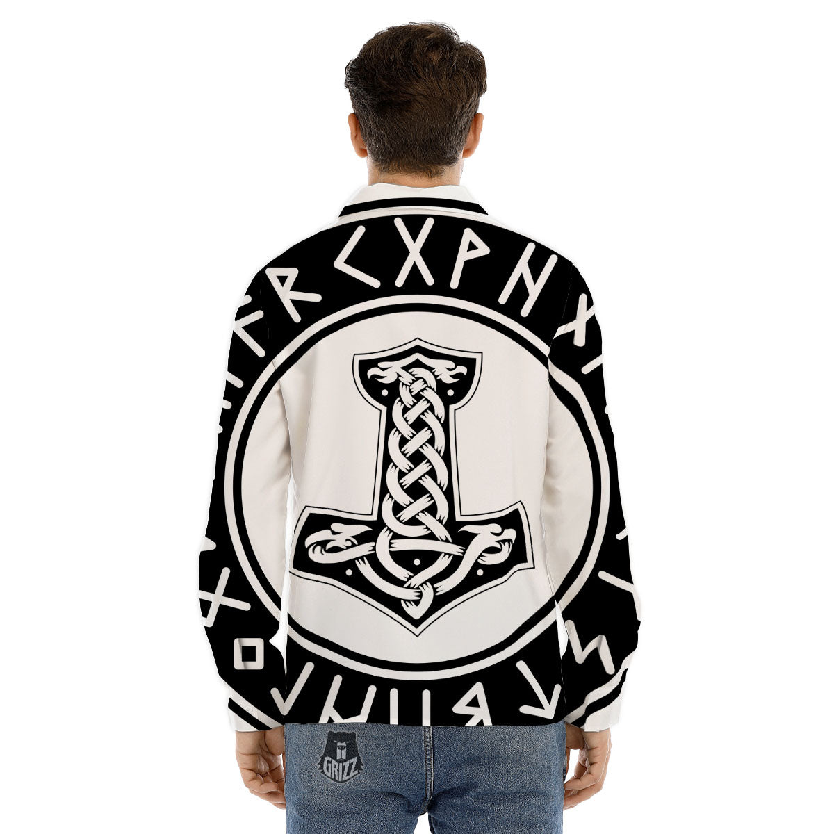 Mythology Mjolnir Norse Print Men's Dress Shirts-grizzshop