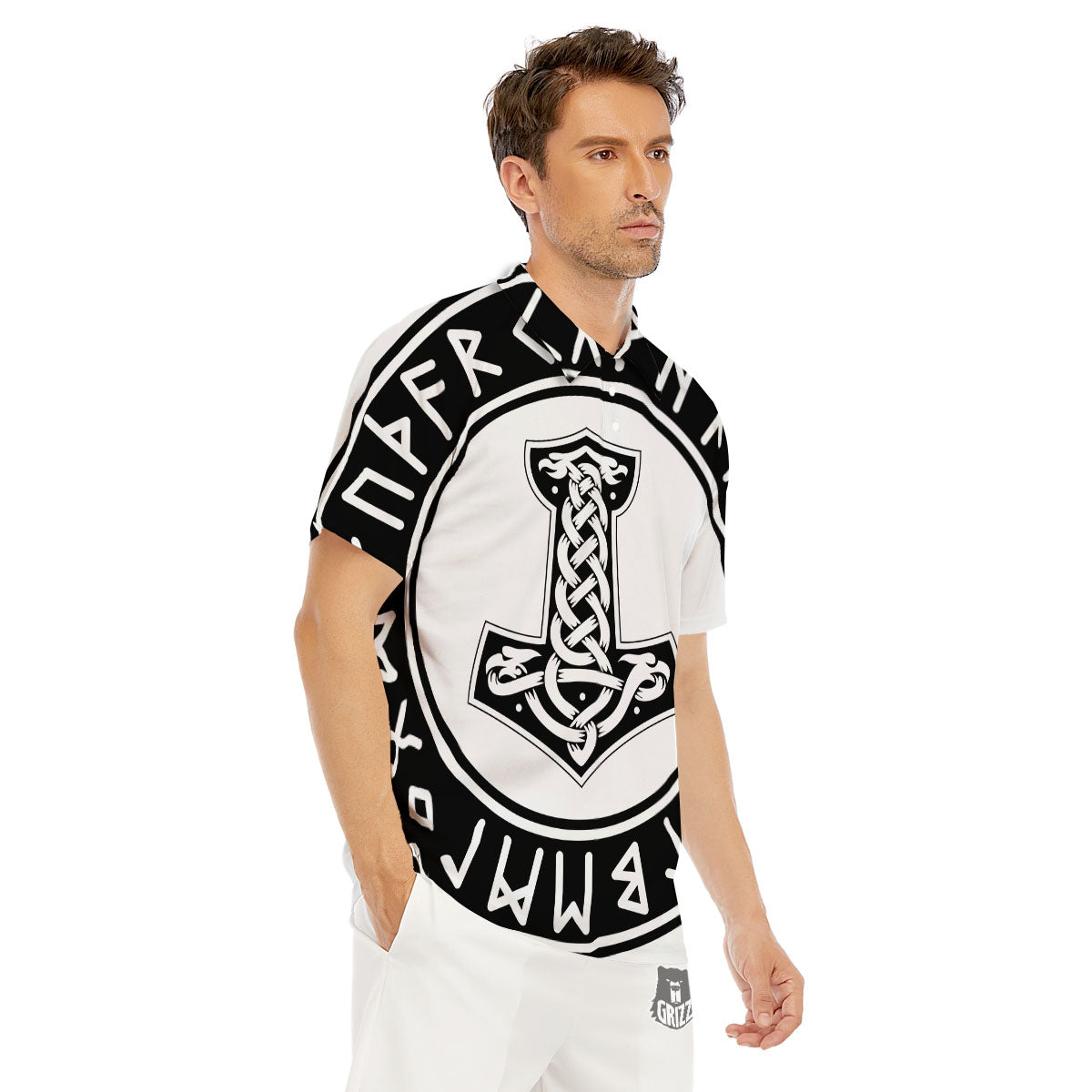 Mythology Mjolnir Norse Print Men's Golf Shirts-grizzshop