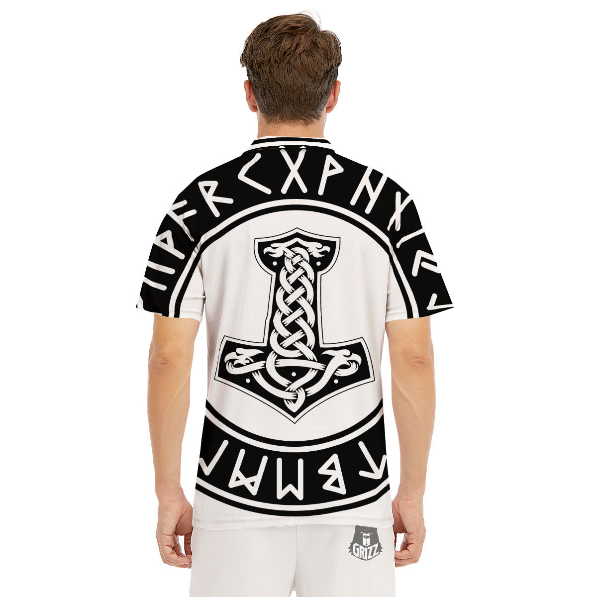 Mythology Mjolnir Norse Print Men's Golf Shirts-grizzshop