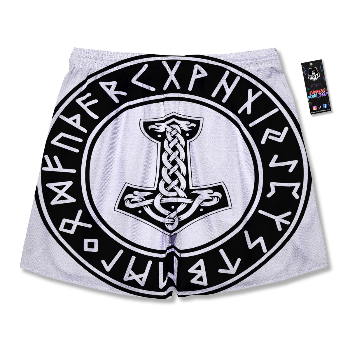 Mythology Mjolnir Norse Print Men's Running Shorts-grizzshop