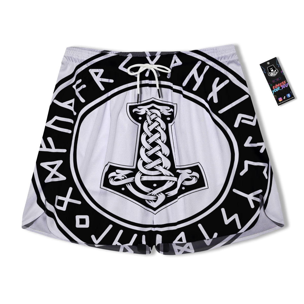 Mythology Mjolnir Norse Print Men's Running Shorts-grizzshop