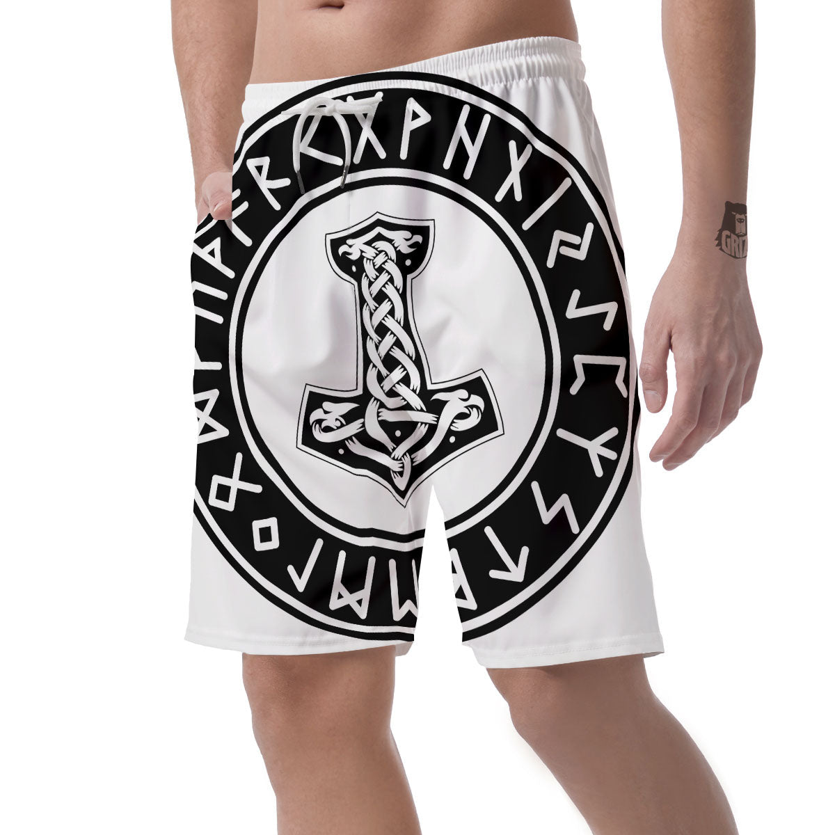 Mythology Mjolnir Norse Print Men's Shorts-grizzshop