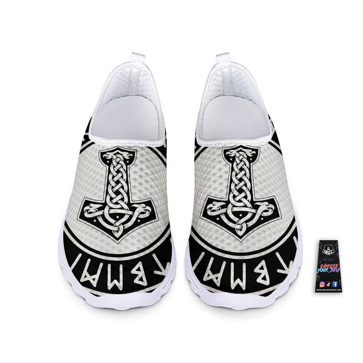 Mythology Mjolnir Norse Print Nurse Shoes-grizzshop