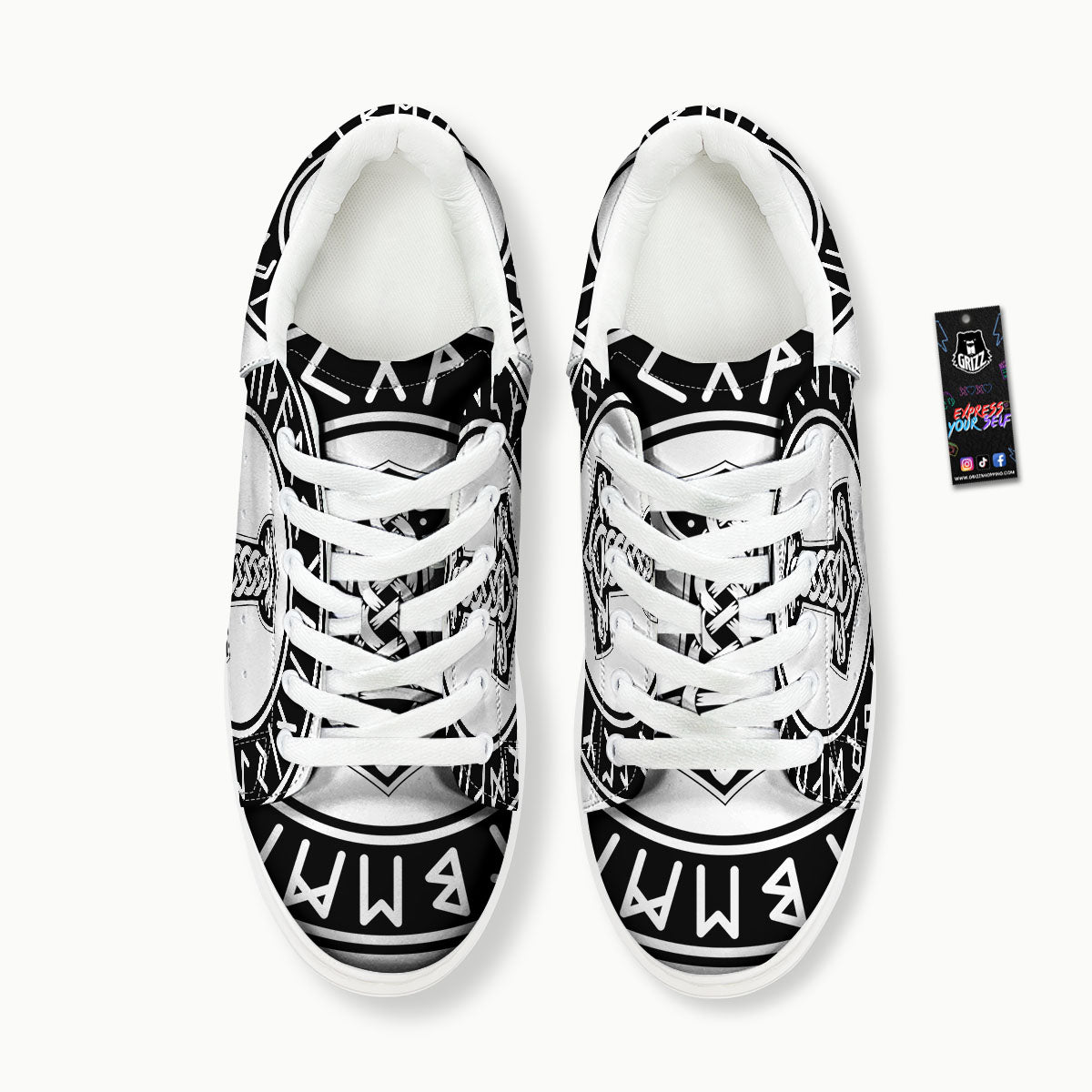 Mythology Mjolnir Norse Print Platform Shoes-grizzshop