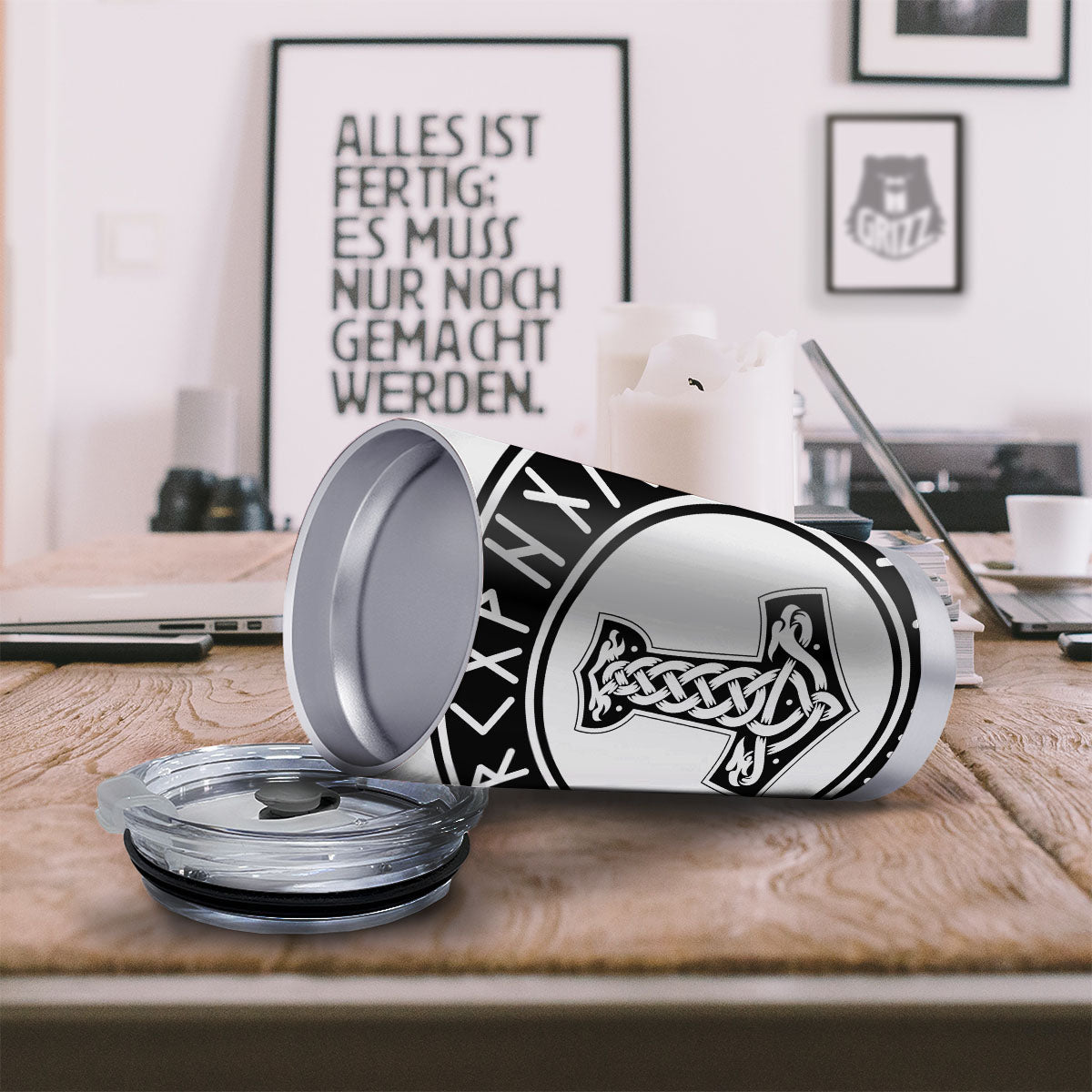 Mythology Mjolnir Norse Print Tumbler-grizzshop