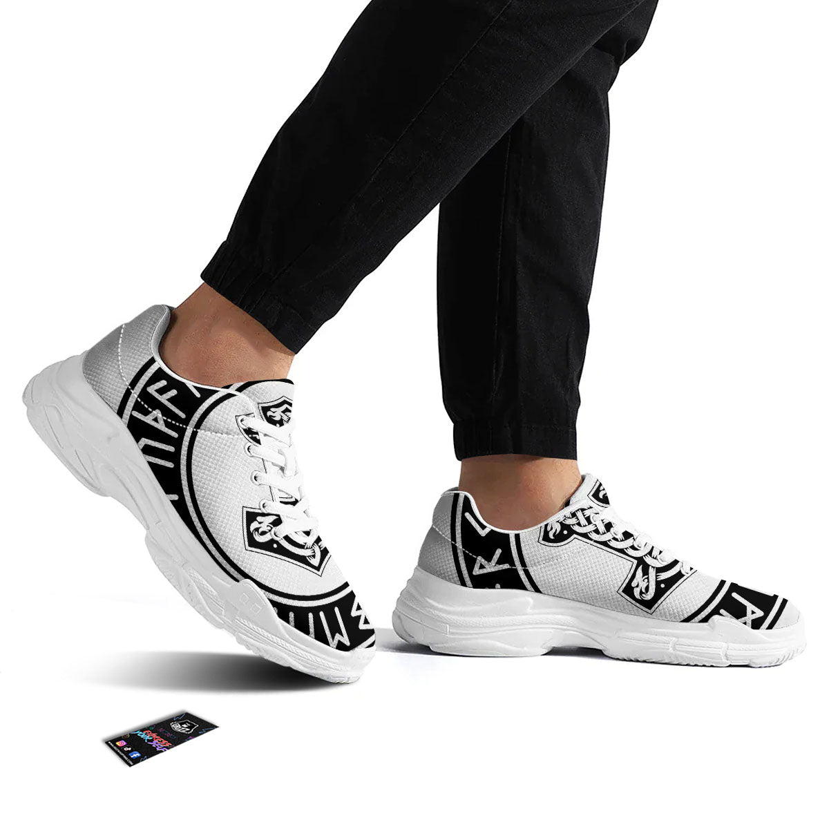 Mythology Mjolnir Norse Print White Chunky Shoes-grizzshop