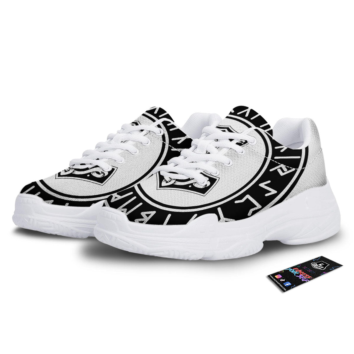 Mythology Mjolnir Norse Print White Chunky Shoes-grizzshop