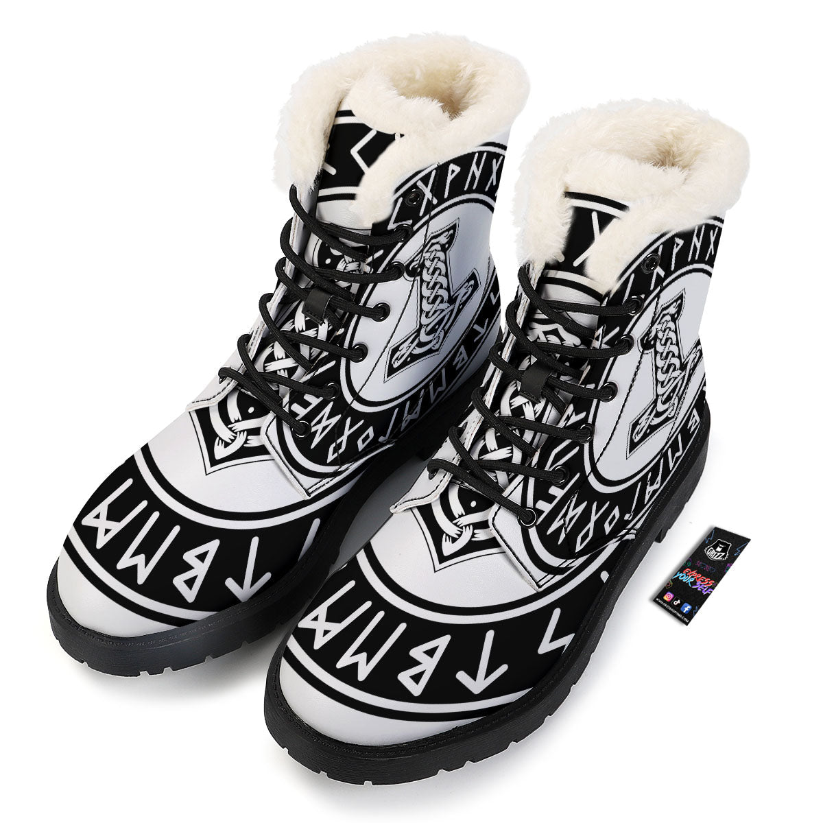 Mythology Mjolnir Norse Print Winter Boots-grizzshop