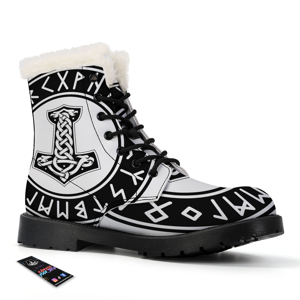 Mythology Mjolnir Norse Print Winter Boots-grizzshop