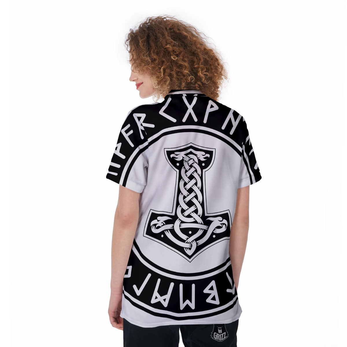 Mythology Mjolnir Norse Print Women's Golf Shirts-grizzshop