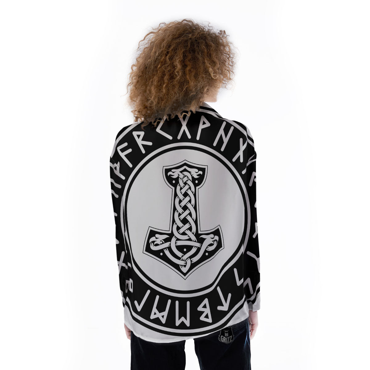 Mythology Mjolnir Norse Print Women's Long Sleeve Shirts-grizzshop
